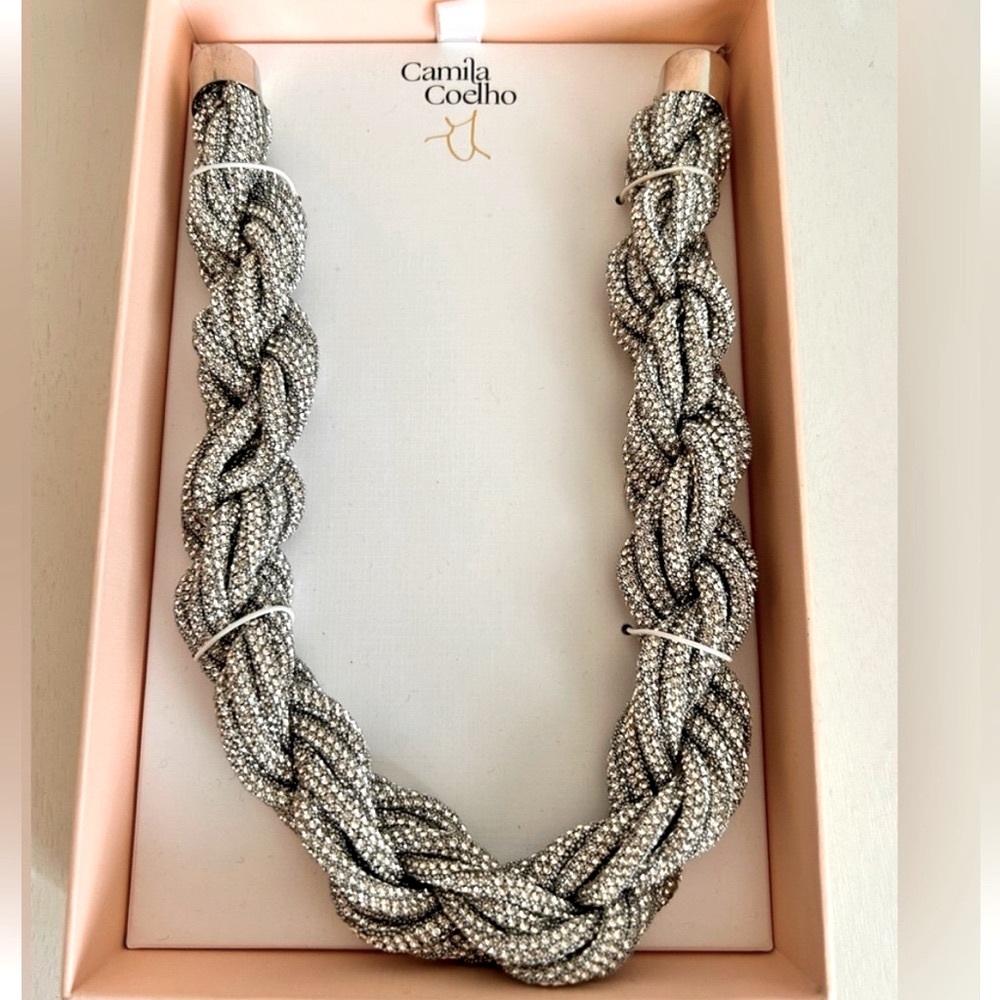 NWT ⚜️💎⚜️ Camila Coelho Silver Twisted Pave Adjustable Necklace